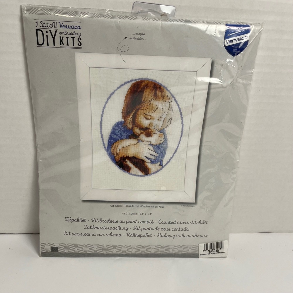 Vervaco Cat Cuddles Counted Cross Stitch Kit TK1103 Maria Diaz DIY Embroidery